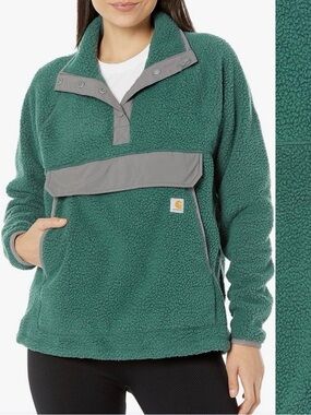 Carhartt Relaxed Fit Fleece Pullover Jacket Warmer Rating Slate Forest Green
